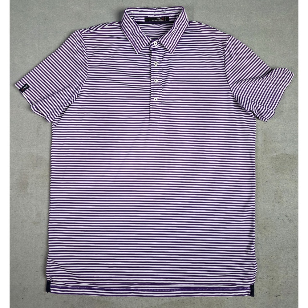 Men's Ralph Lauren RLX Performance Polo LARGE Golf Short Sleeve Purple/White